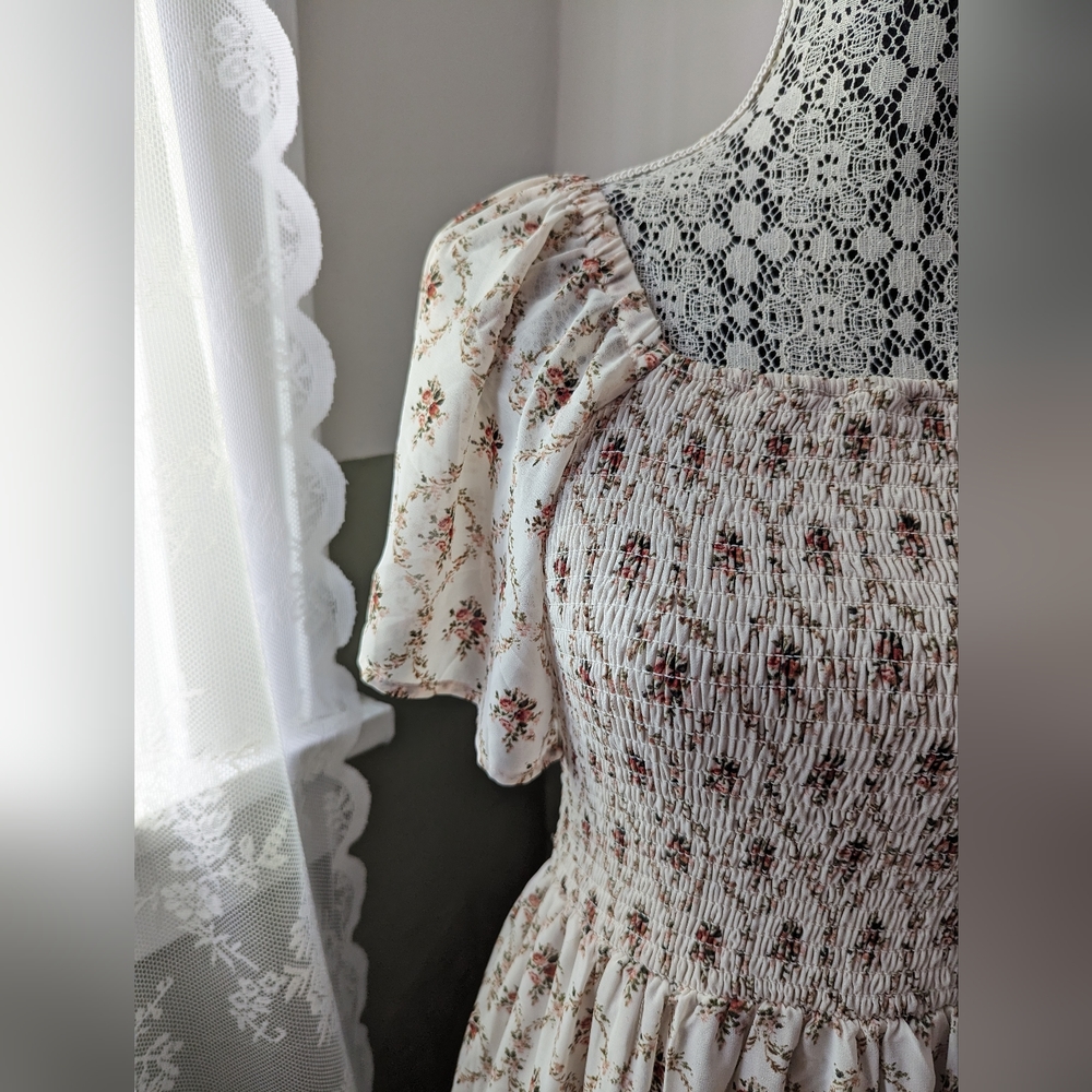 Pink Blush Floral Chiffon Dress